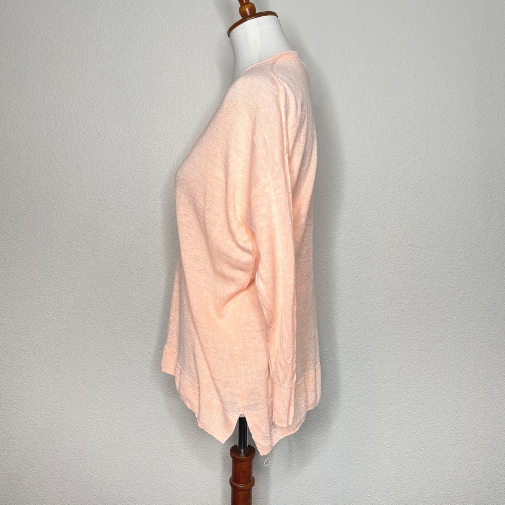 J. CREW 100%‎ Linen Womens Sweater MEDIUM Lt. Orange Lightweight 3/4 Sleeves - Picture 4 of 8